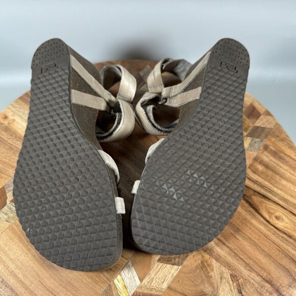 Teva Ysidro Womens 7 Sandal Beige Leather‎ Wedge Strappy Comfort Casual Shoes - Picture 6 of 7